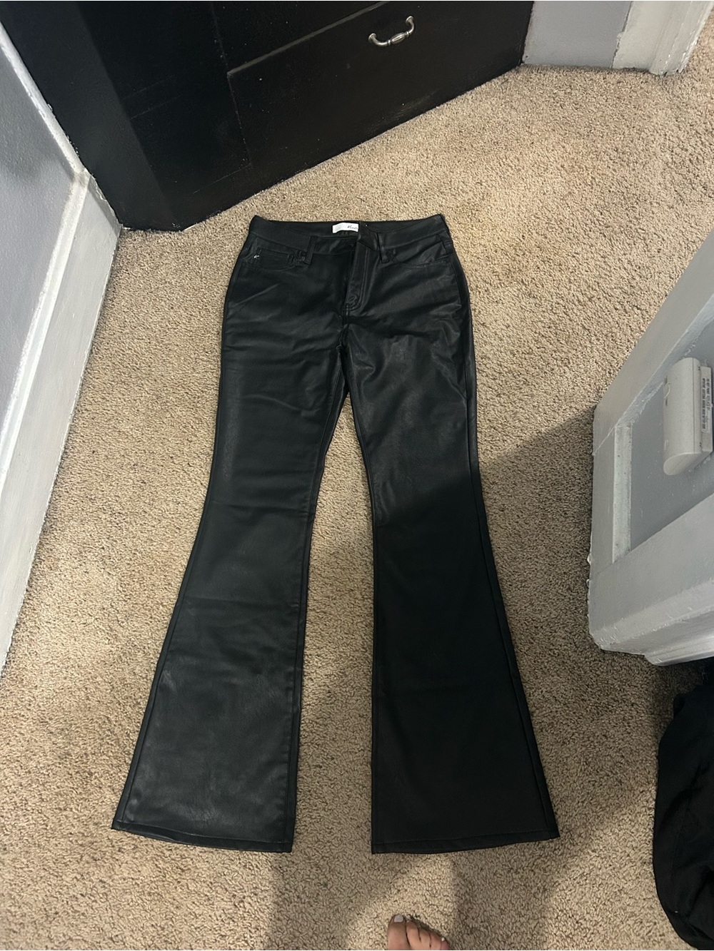 KanCan Black Faux Leather Flare Pants